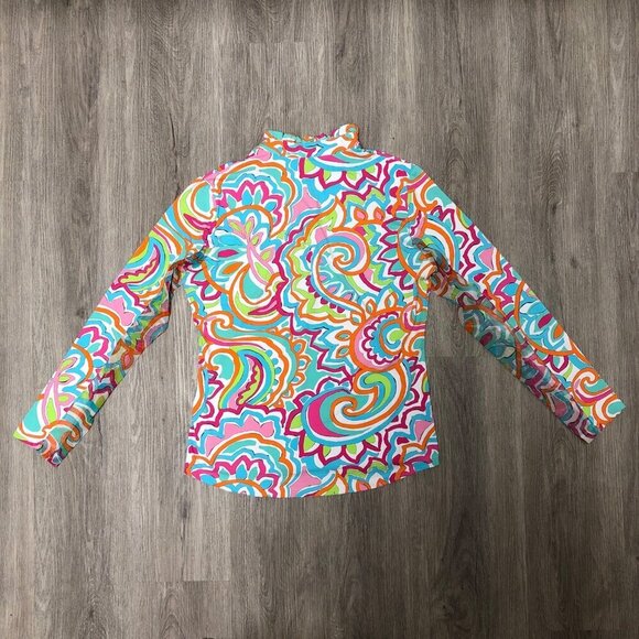 IBKUL Sun Protection Shirt UPF 50+ Women's Large Multicolor Floral Ruffle Top - Picture 2 of 11